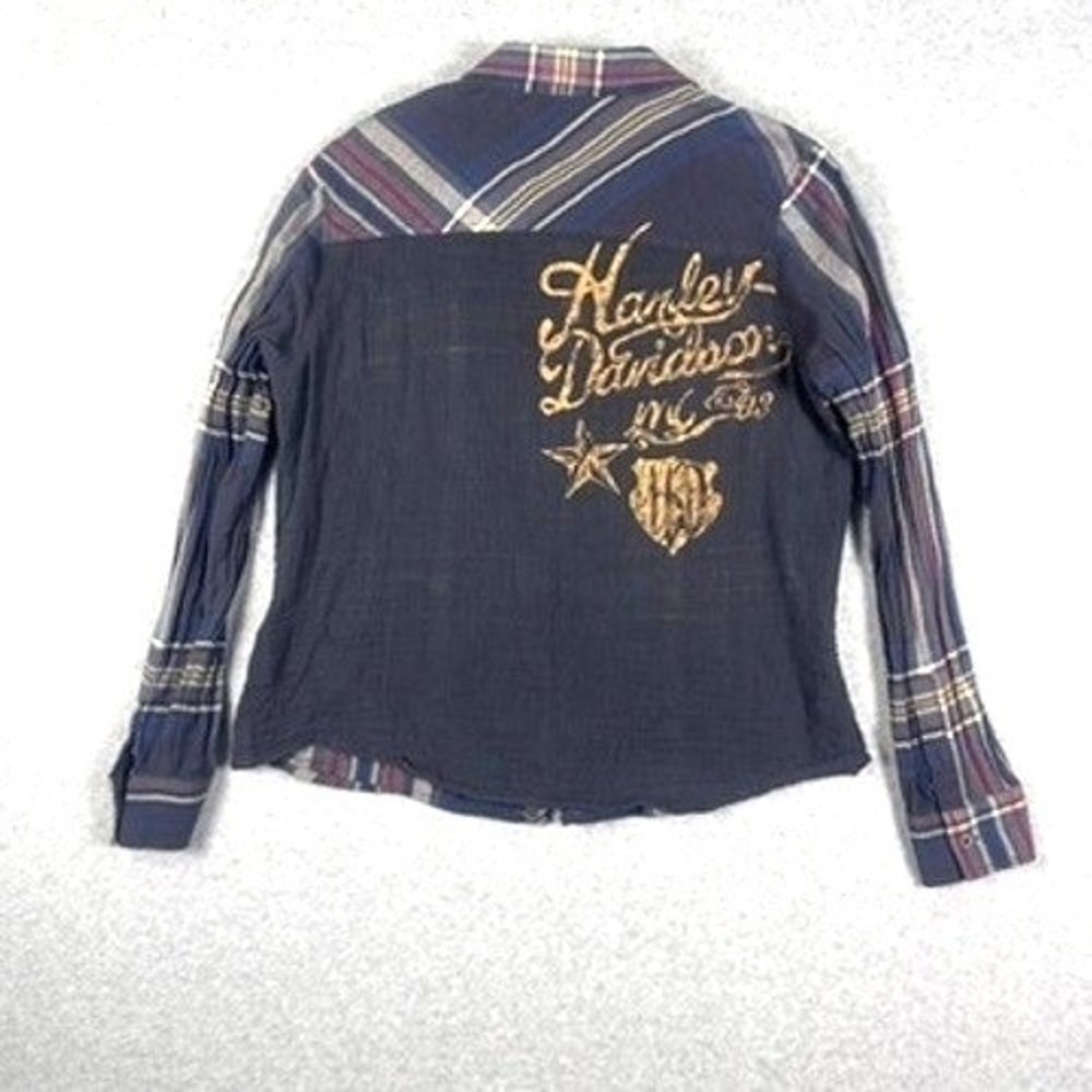 Harley-Davidson Plaid‎ Button-Up Shirt Embroidered Back Size M